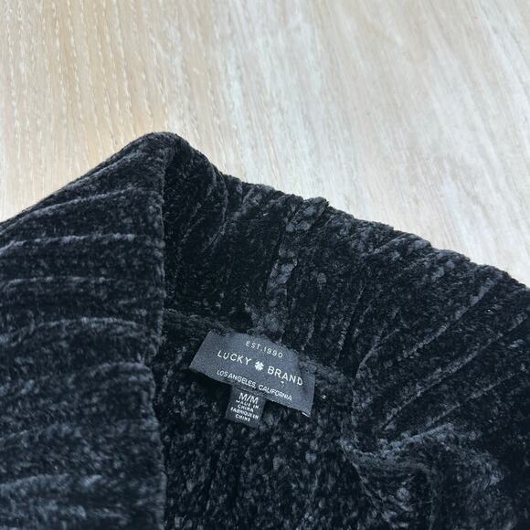 Lucky Brand Black Chenille Ribbed Knit Turtleneck Pullover Cozy Sweater Medium - Picture 7 of 13